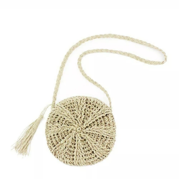 Handbags - BOHO ROUND WOVEN CROSSBODY BAG